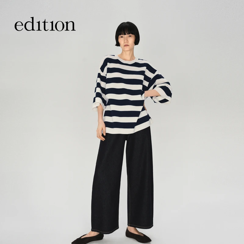 【E+轻生活系列】edition2025秋季新款弯刀九分牛仔裤#EBE3JEN026