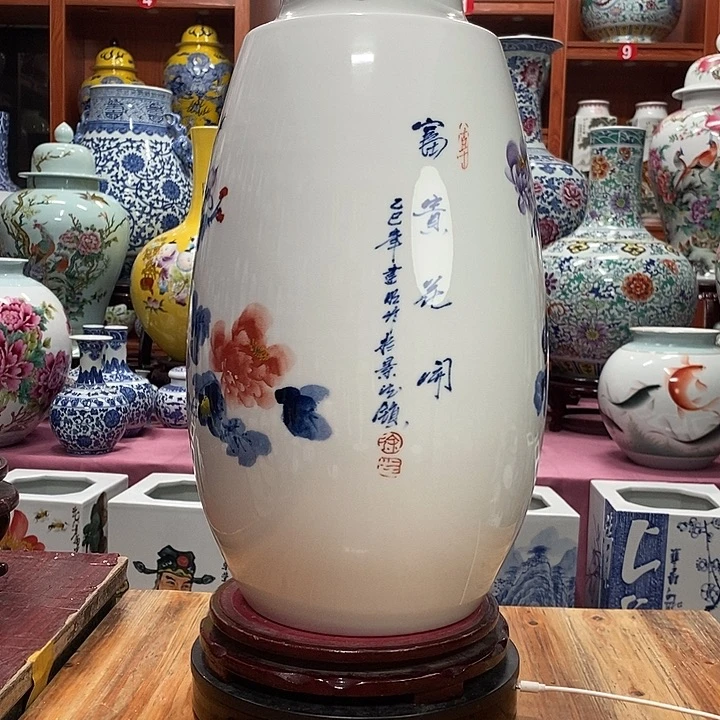 尽***美景德镇陶瓷手工手绘花瓶摆件