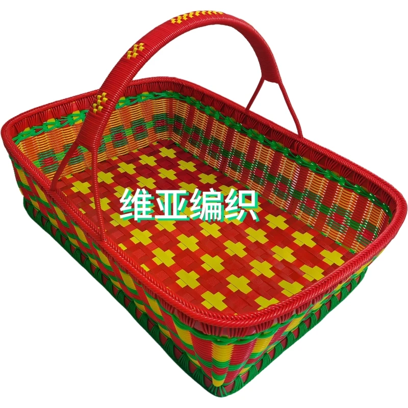 手工编织拜拜篮家用菜篮子藤条编织超大号长方形篮子