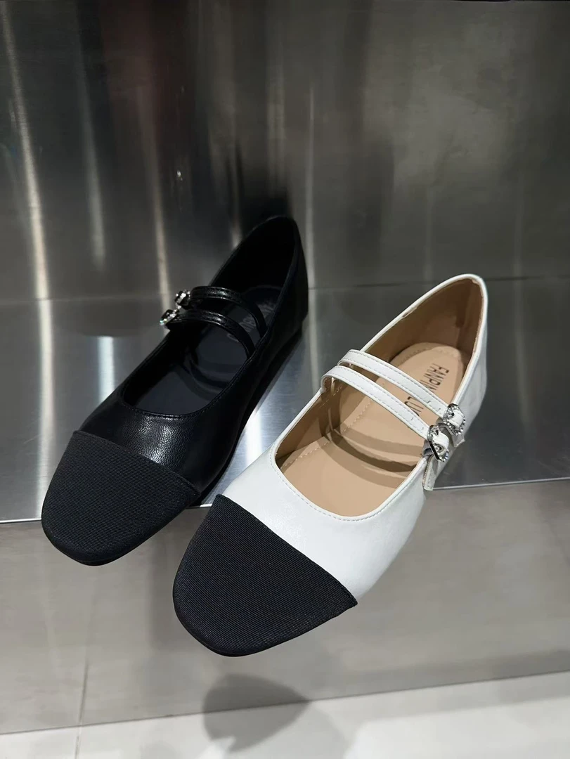 恩熙·A法式复古拼色浅口单鞋86222
