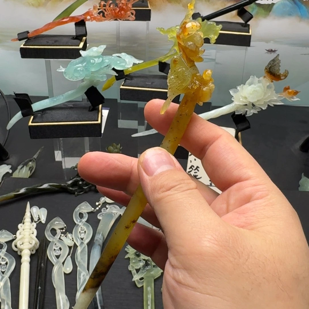 岫玉发饰未镶嵌明君玉簪就是好看