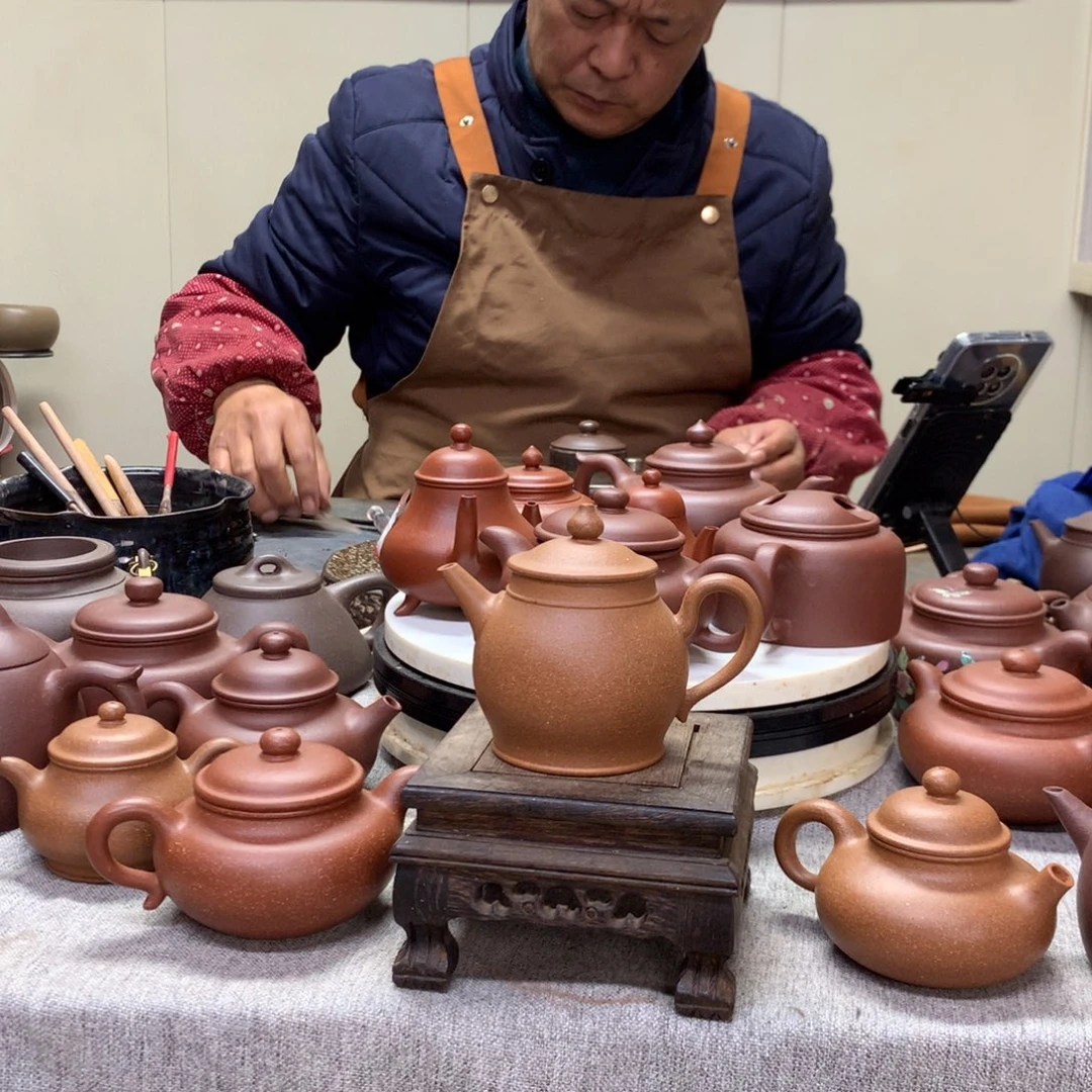 紫泥茶壶黄降坡复古旭帽180 C半手工制作