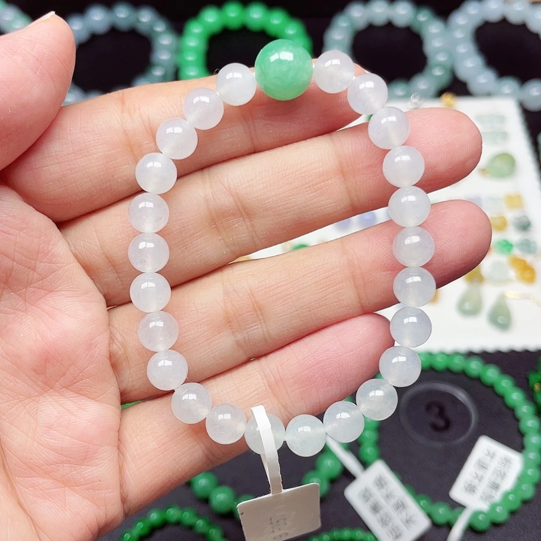 翡翠未镶嵌手链天然缅甸翡翠A货卡10-7