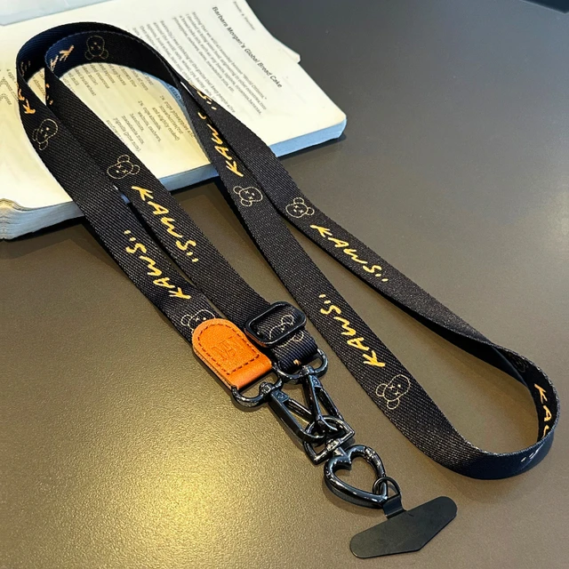 高级潮熊皮扣帆布手机挂绳可调节挂脖包包水杯牢固耐用防丢手机链