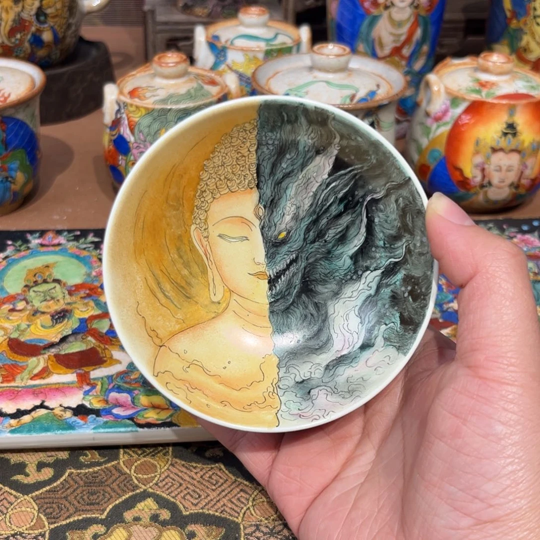 手工手绘一念茶杯