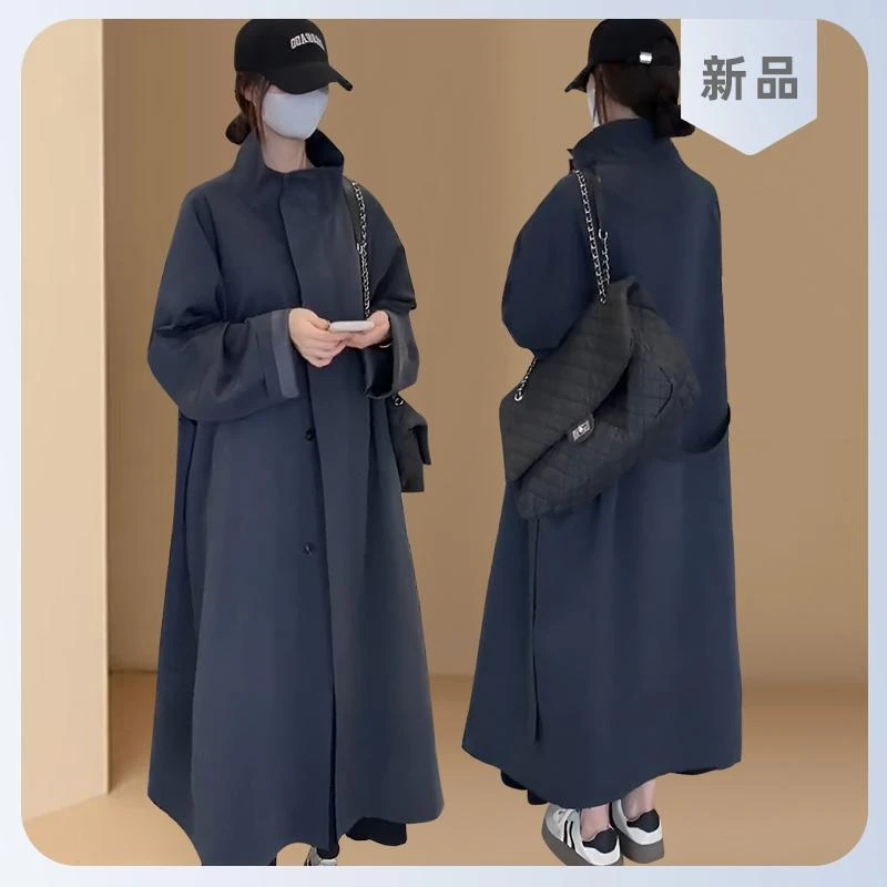 韩系慵懒风垂感宽松风衣外套女春秋新款小个子高级感休闲长款大衣