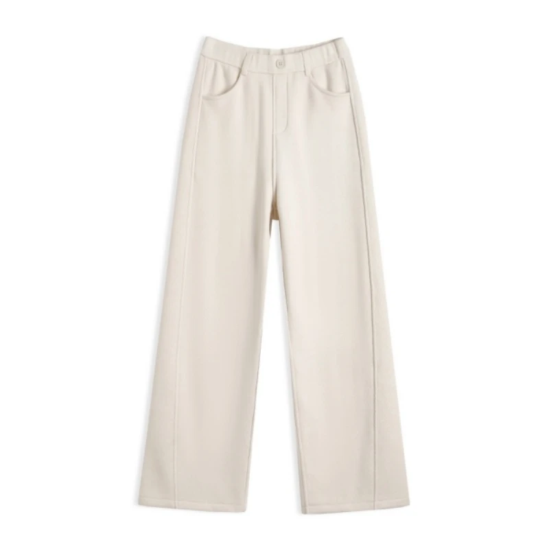 【芳芳私服】「奶芙裤」莱赛尔醋酸绵羊毛加绒加厚阔腿裤7744