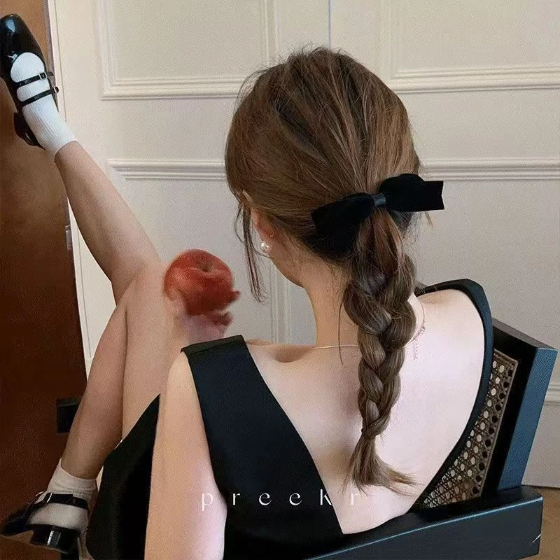丝绒蝴蝶结鸭嘴发夹女后脑勺2025新款女孩高级感发饰侧边夹子头饰