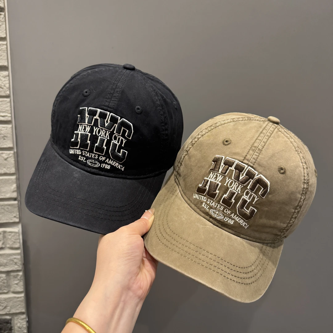 儿童棒球帽秋季美式字母刺绣鸭舌帽韩版做旧软顶男女童宝宝遮阳帽