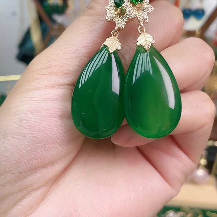 玛瑙/玉髓合金耳饰