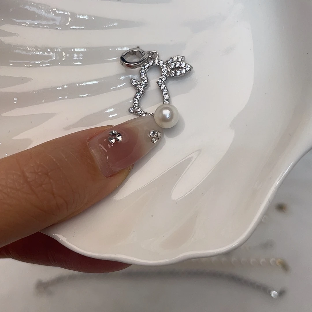 银S925镶嵌海水珍珠吊坠(不含链)