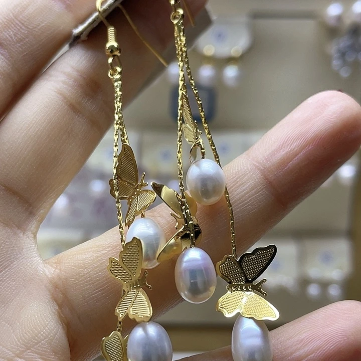 淡水珍珠耳饰银S925镶嵌