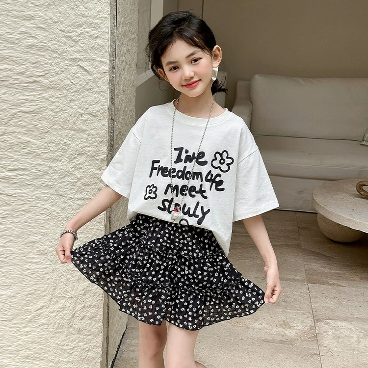 【丫丫童装】2025夏季新款中大女童碎花裙套装休闲韩版L249