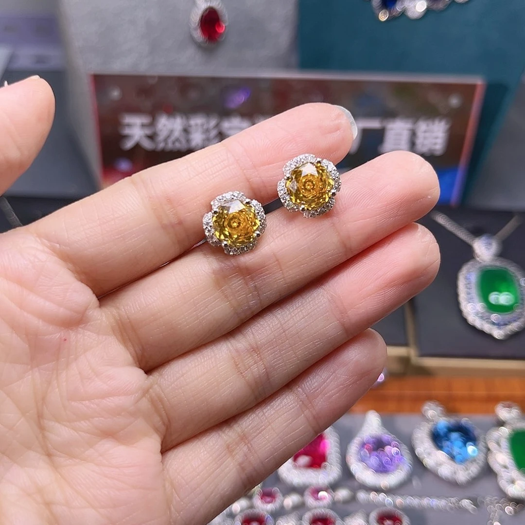 耳饰蓝宝石银S925镶嵌287