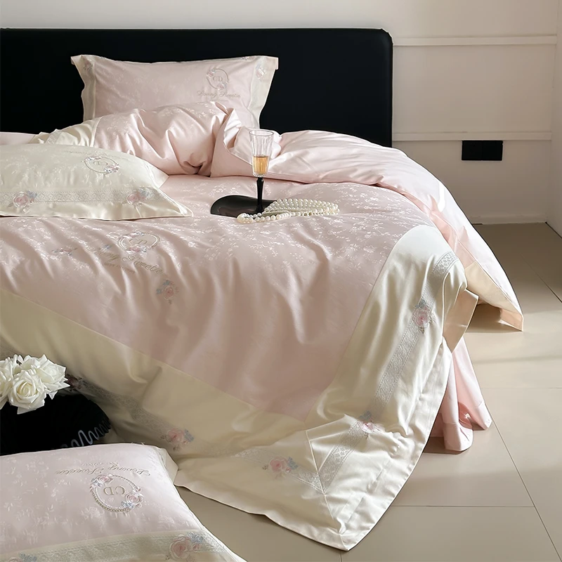 喜兹 花漾 全棉纯棉轻奢提花四件套 进口重工高精密刺绣ins风床品