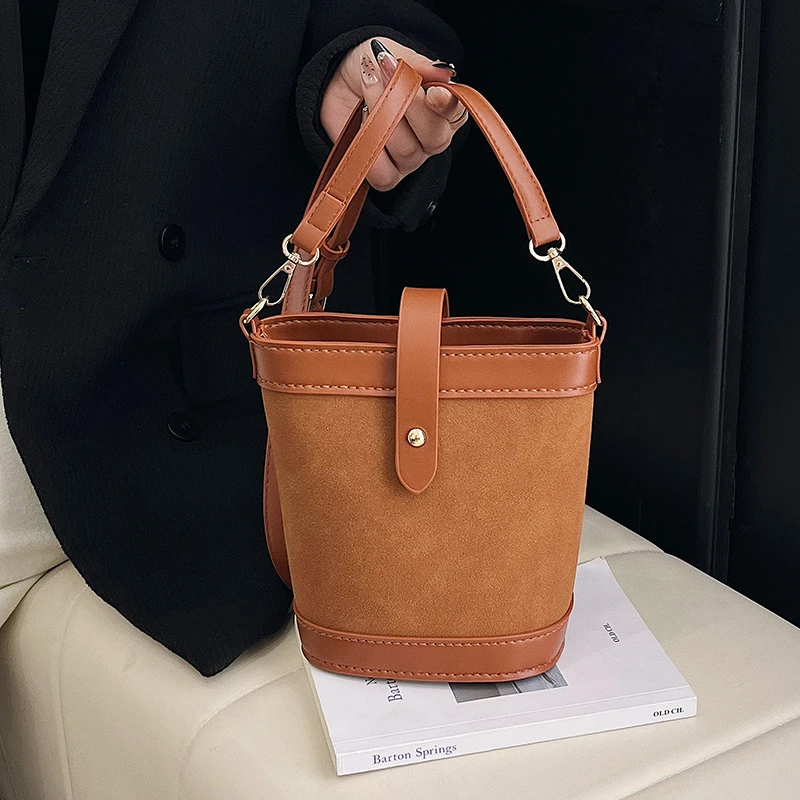 简约ins通勤风百搭编织手工diy自制休闲复古斜挎包纯色韩式水桶包