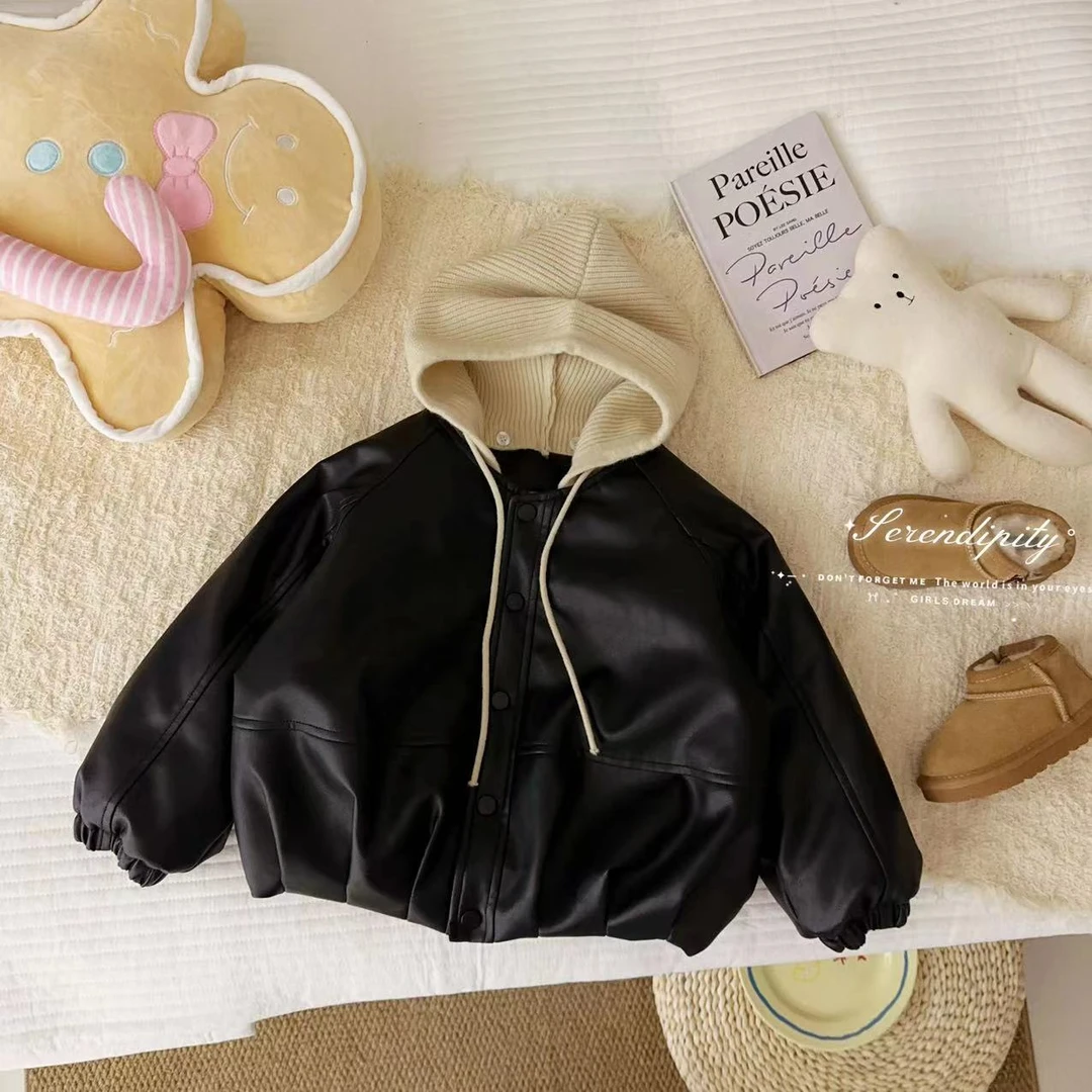 GP汤圆童装【酷飒街拍款】冬季韩系甜酷厚绒灯笼皮衣外套 YA-3644