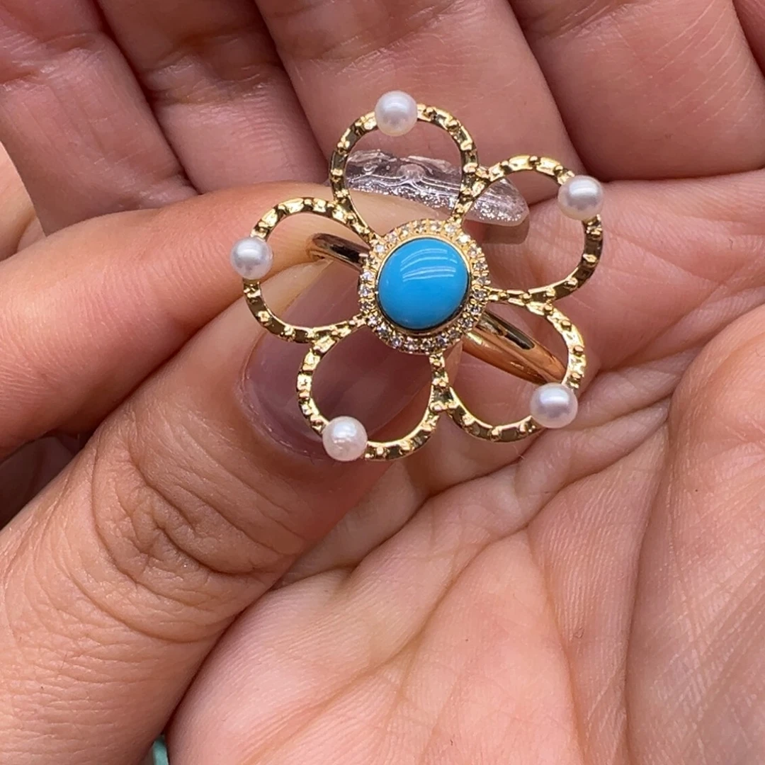 绿松石18K金镶嵌戒指戒指