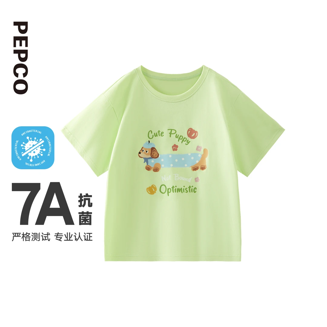 小猪班纳童装2025夏装新款男女童短袖T恤小童圆领上衣Z62520015