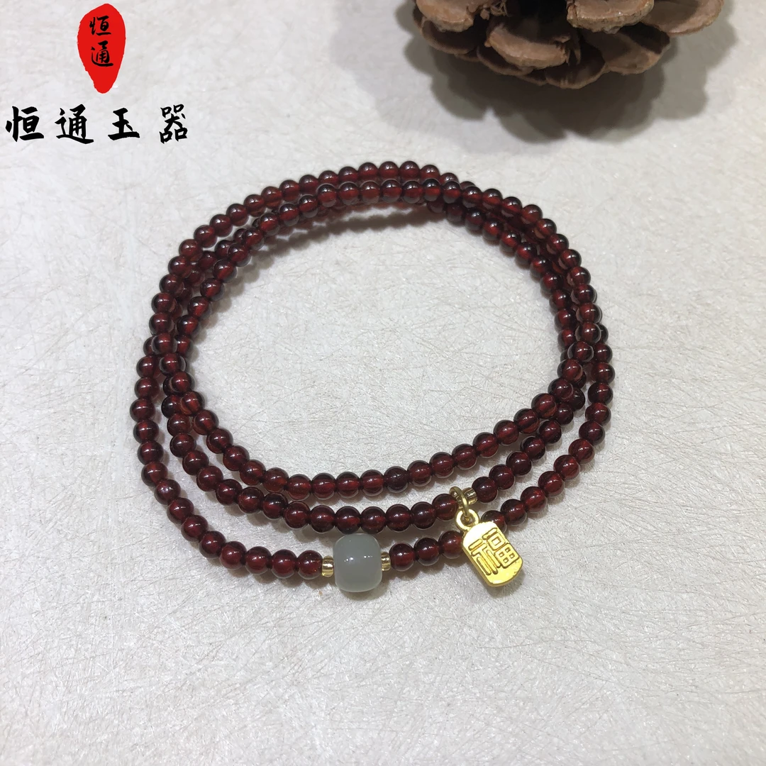 石榴石三圈手链规格约3mm-1-88