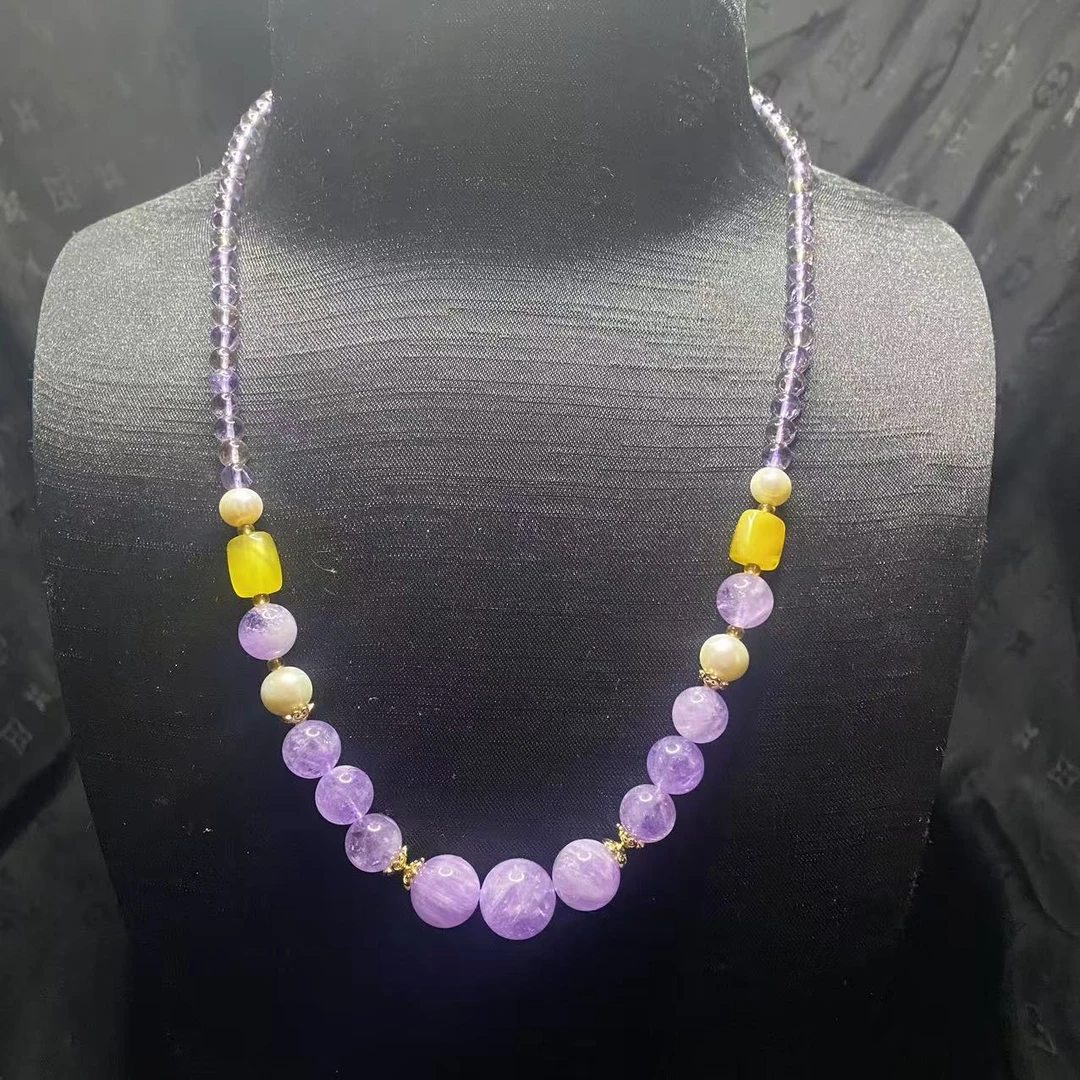 【玉合缘】天然紫黄晶塔链颈式链 2537