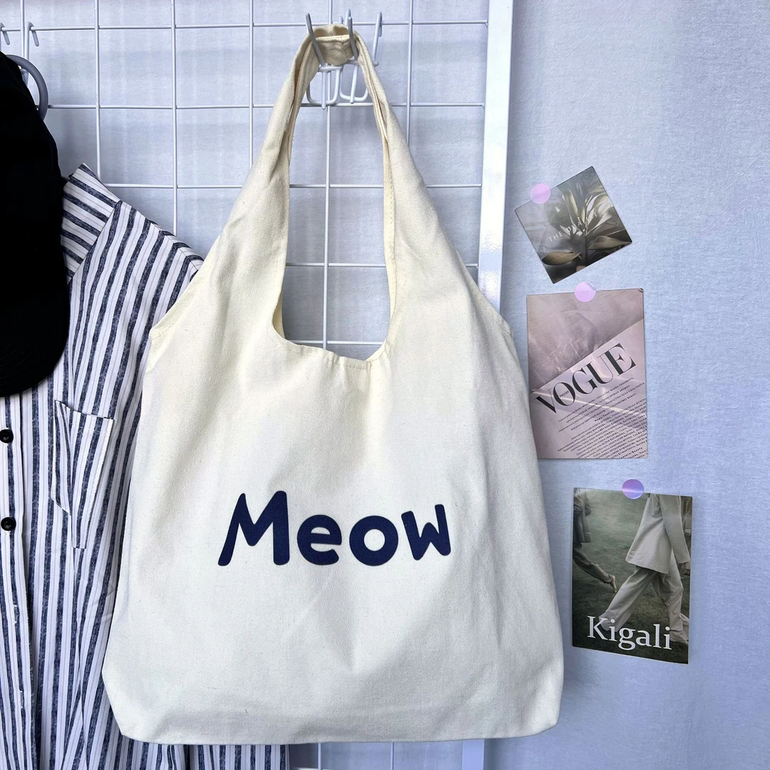 帆布包女新款背心袋单肩帆布袋大容量学生通勤白色托特包包简约