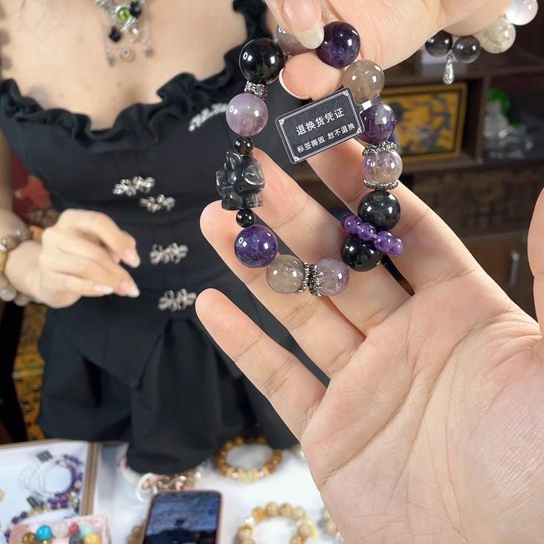 水晶手链银S925镀金镶嵌