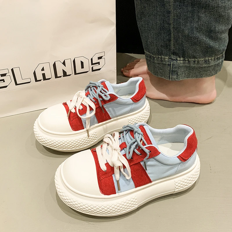 厚底增高丑萌大头小众设计运动帆布鞋子女春夏季透气2025新款板鞋