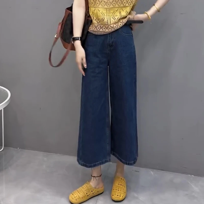大码八分裤阔腿裤牛仔裤子女宽松显瘦2025年夏季新款薄款洋气百搭