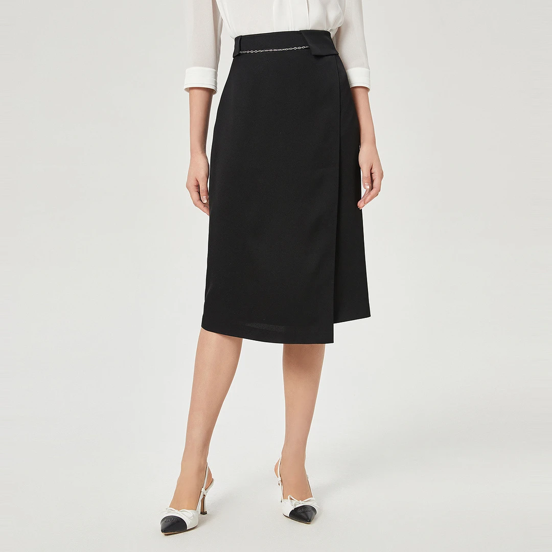 【思思专属】【醋酸】气质黑色半裙时尚百搭A字裙