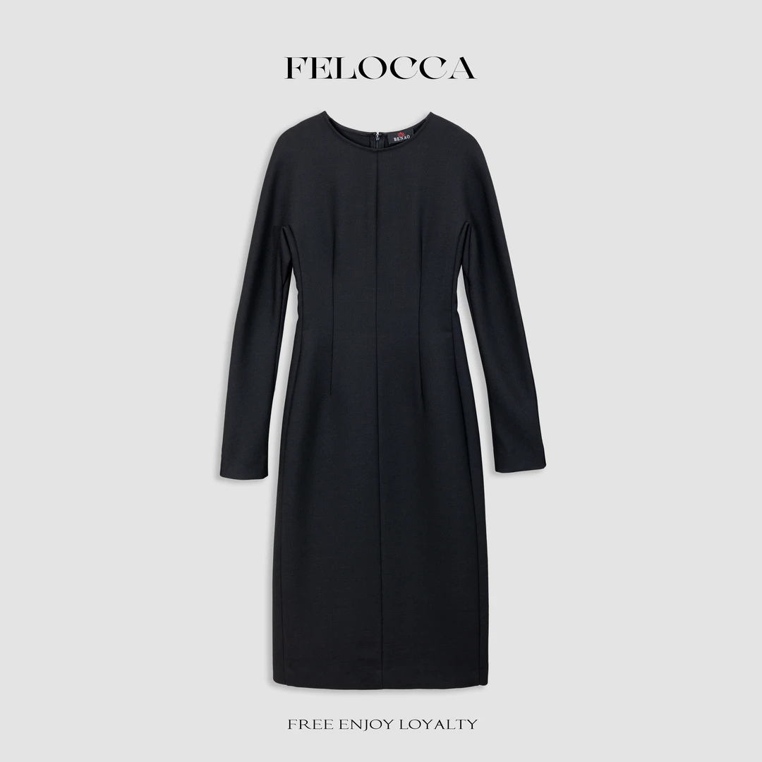 NO退NO换【FELOCCA】羊毛长款圆领长袖显瘦连衣裙CC1708