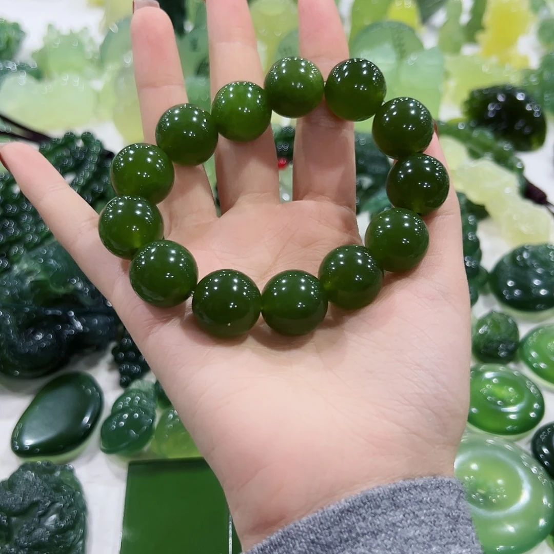 缘***空蛇纹石玉未镶嵌手串卡18