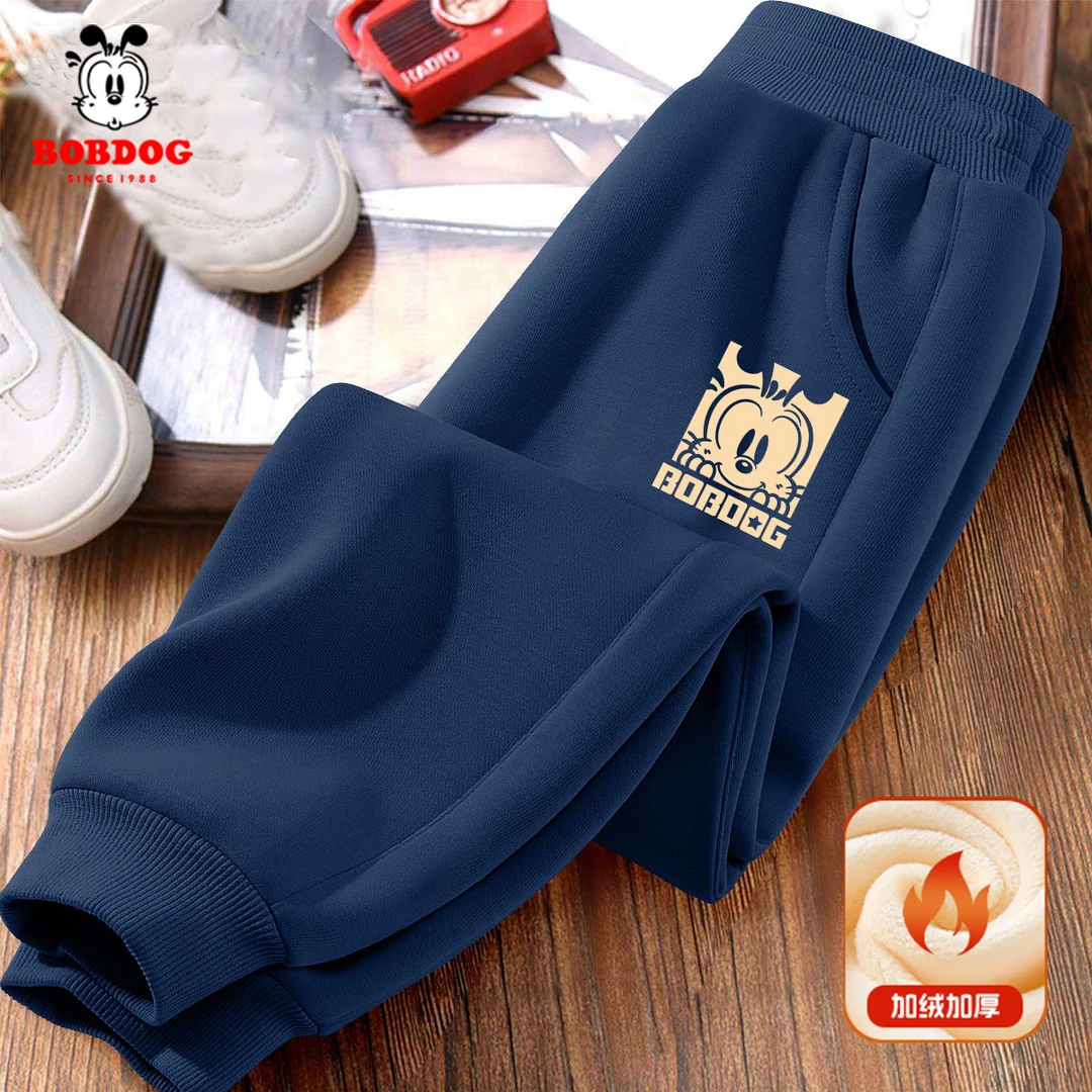 巴布豆童装男童加绒裤子2025秋冬新款长卫裤秋装束腿裤儿童运动裤