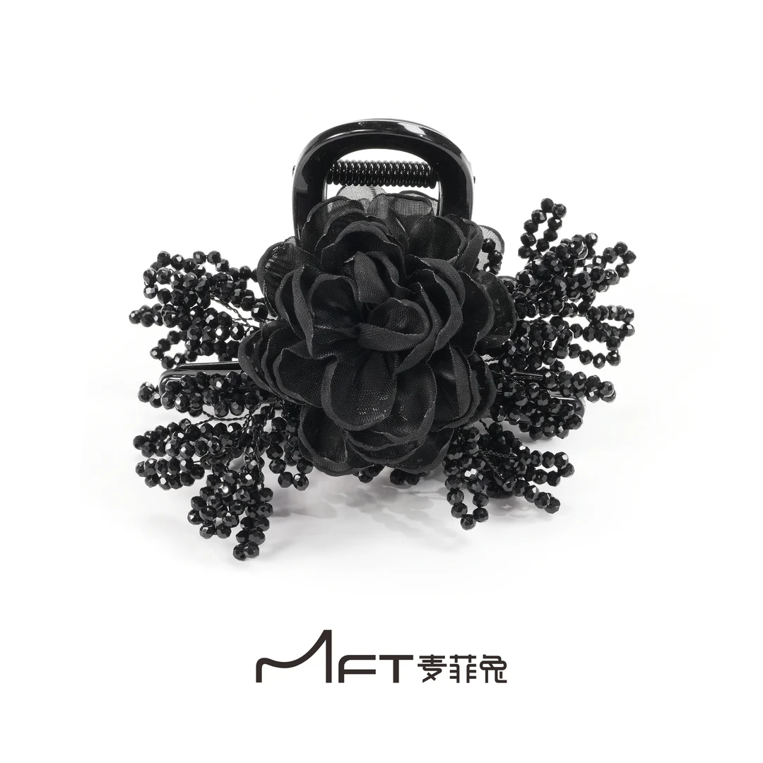 夏露抓夹2025新款黑色高级感玫瑰盘发鲨鱼夹优雅气质发饰发夹