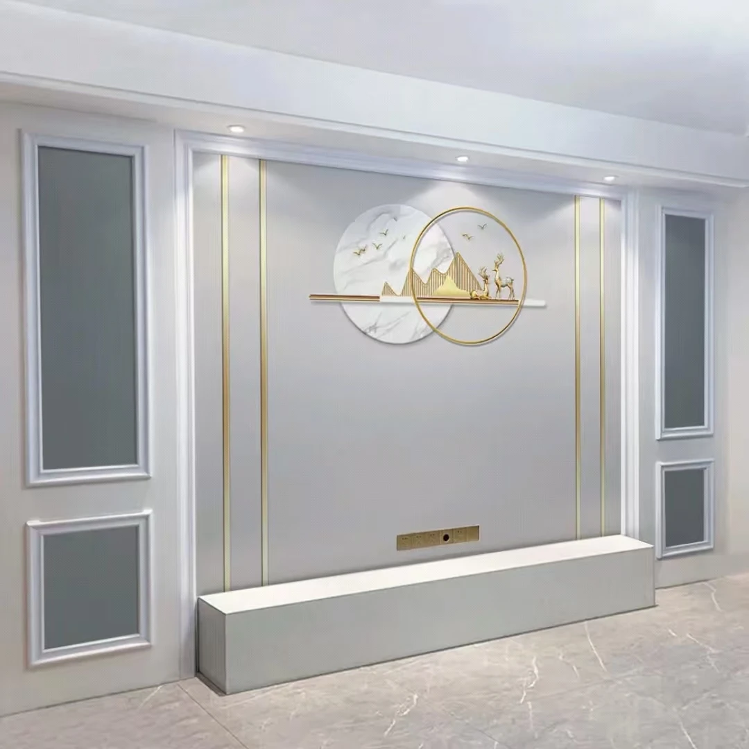 简约2025新款麋鹿墙贴客厅电视背景壁布卧室墙纸新款2025高档大气