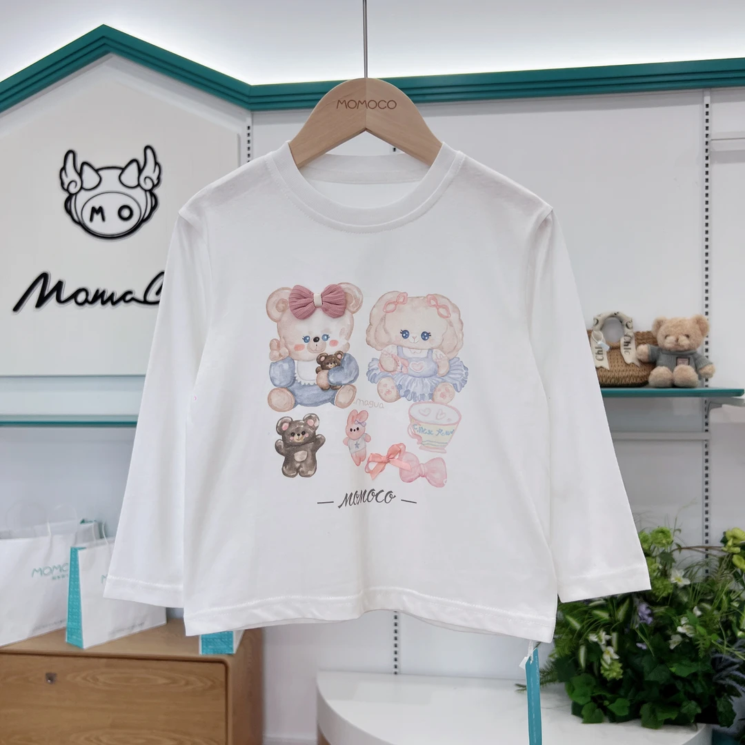 MOMOCO女童秋季儿童韩版时尚甜美可爱卡通印花圆领T恤77000809004