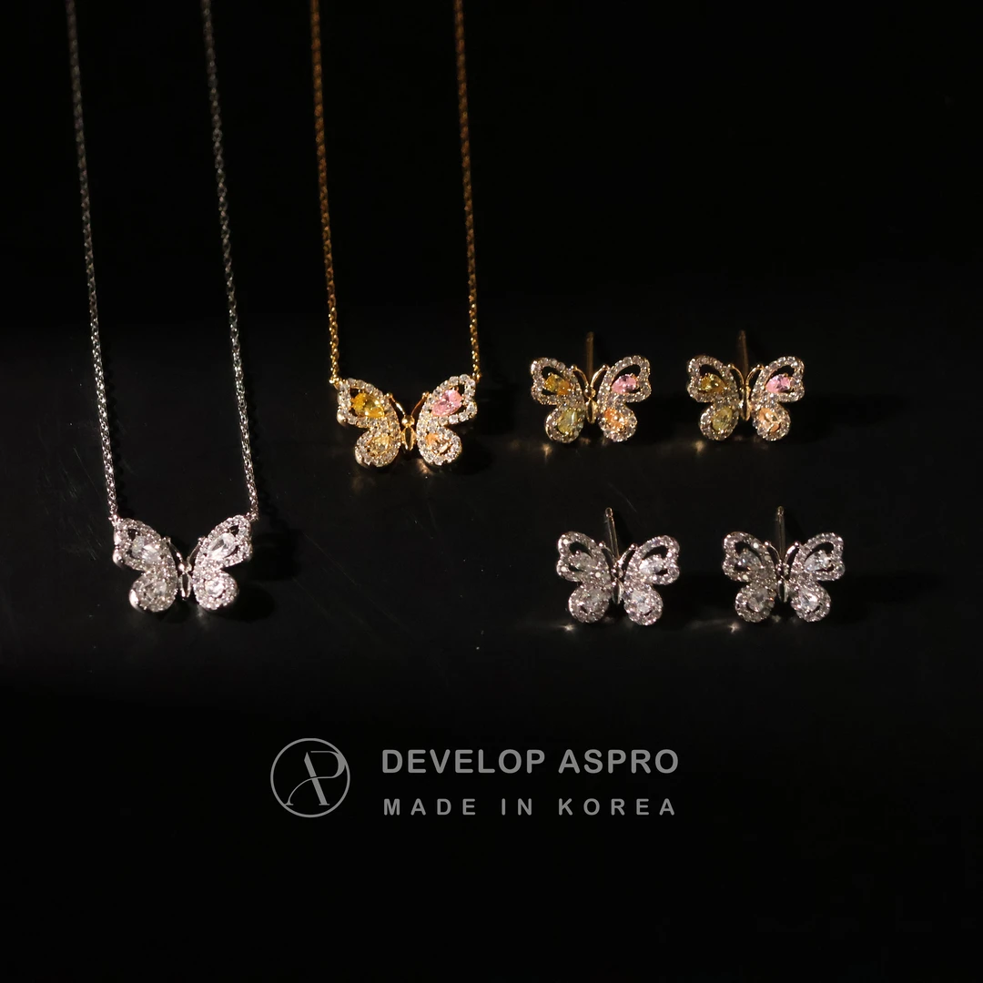 铜合金仿水晶耳饰 【现货】韩国新款时尚轻奢耳钉项链SP86