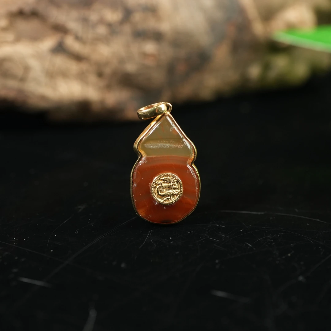 清代老玛瑙吊坠（18k后镶嵌）【古珠精选】AAXXY2503182016