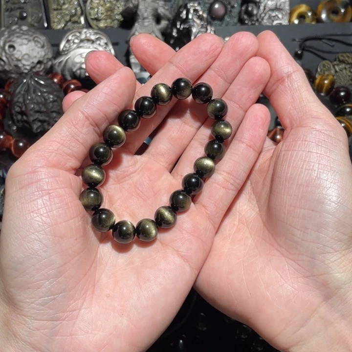 黑曜岩手串未镶嵌j***a