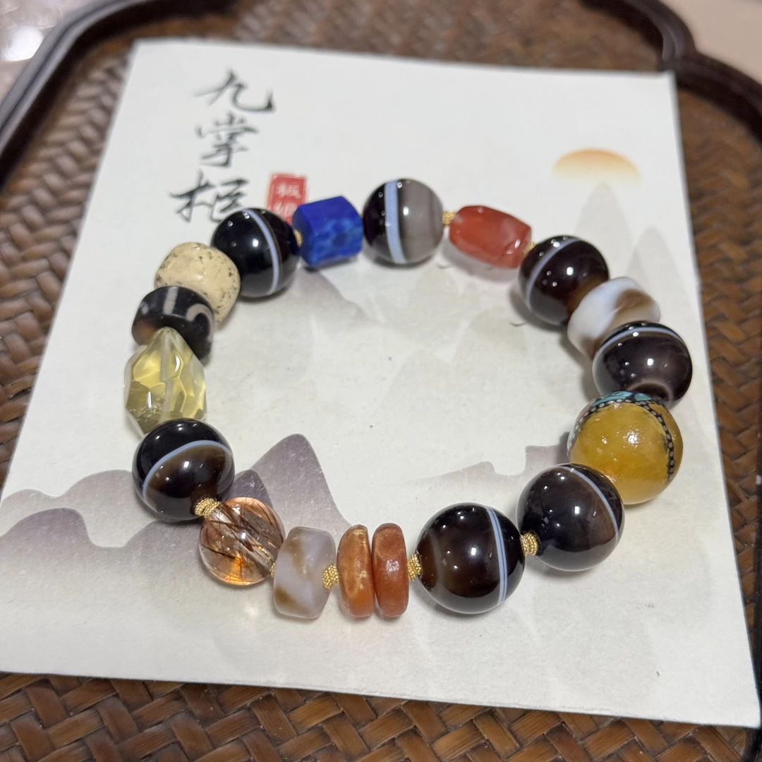 天然一线玛瑙多宝手串简约百搭设计款-多样性发其一【JJ104】13mm