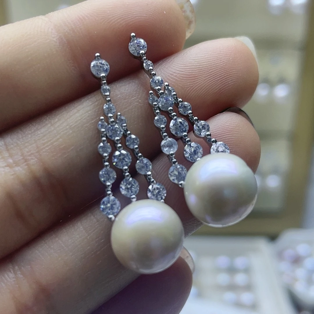 淡水珍珠耳饰银S925镶嵌