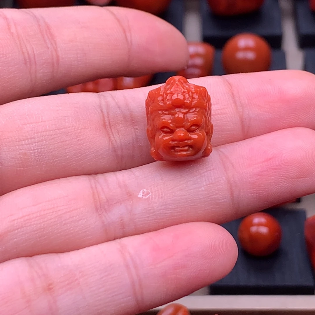 南红玛瑙未镶嵌精工货头黄财神12.5mm