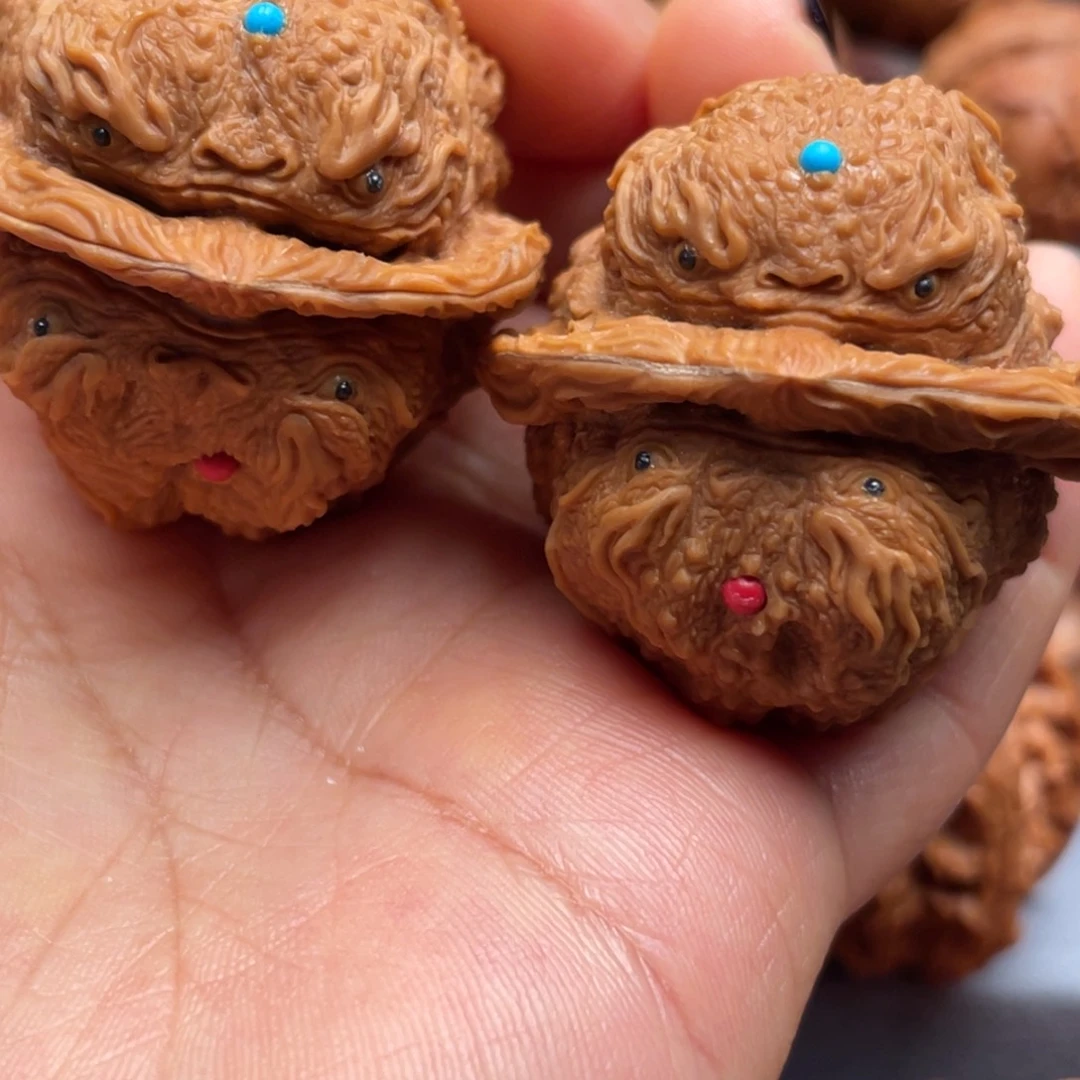 手串/手链核桃华****磊龙蝉蛤蟆头核桃雕刻