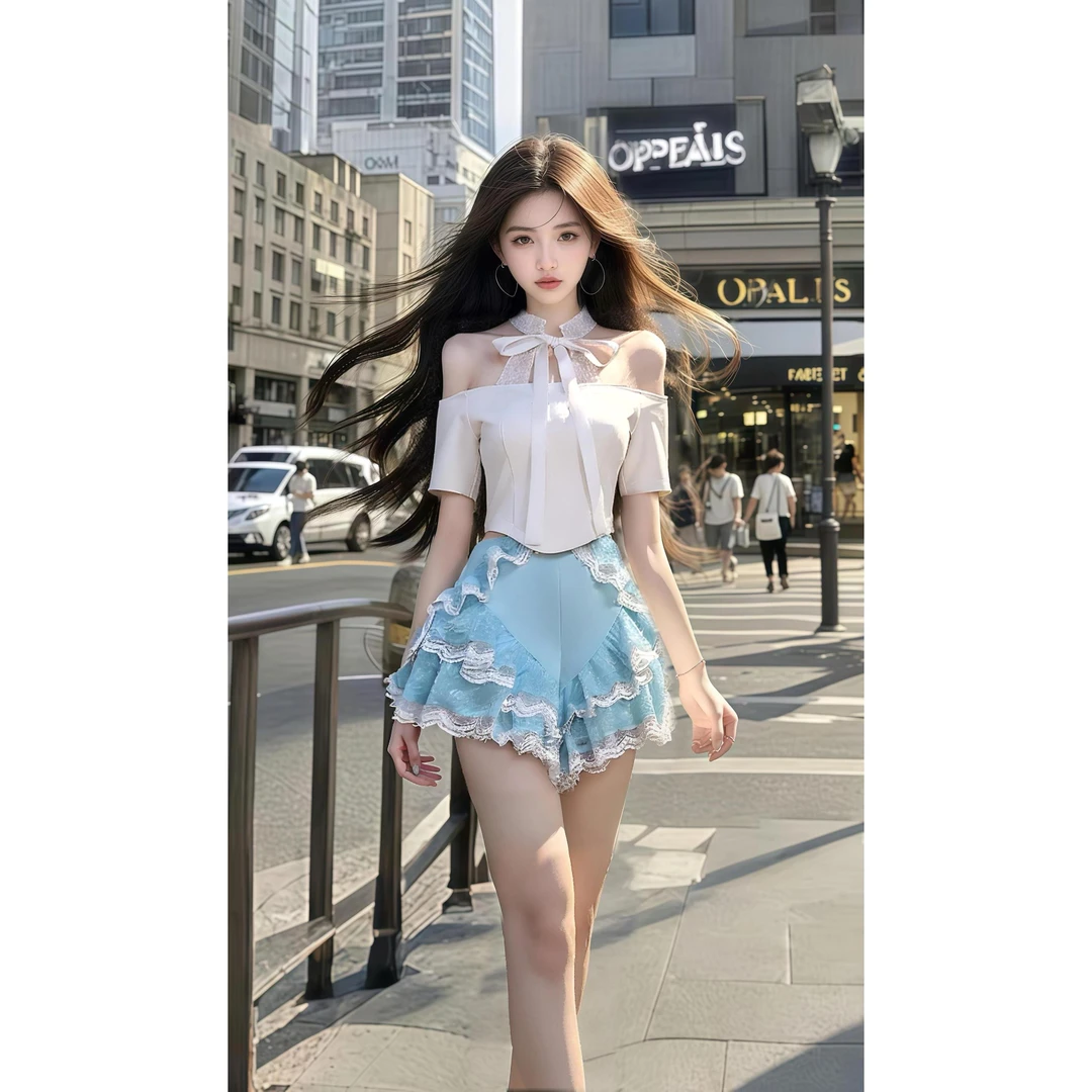 性感新款辣妹两件套修身时尚上衣显瘦修身半身裙夏季纯欲蕾丝拼接