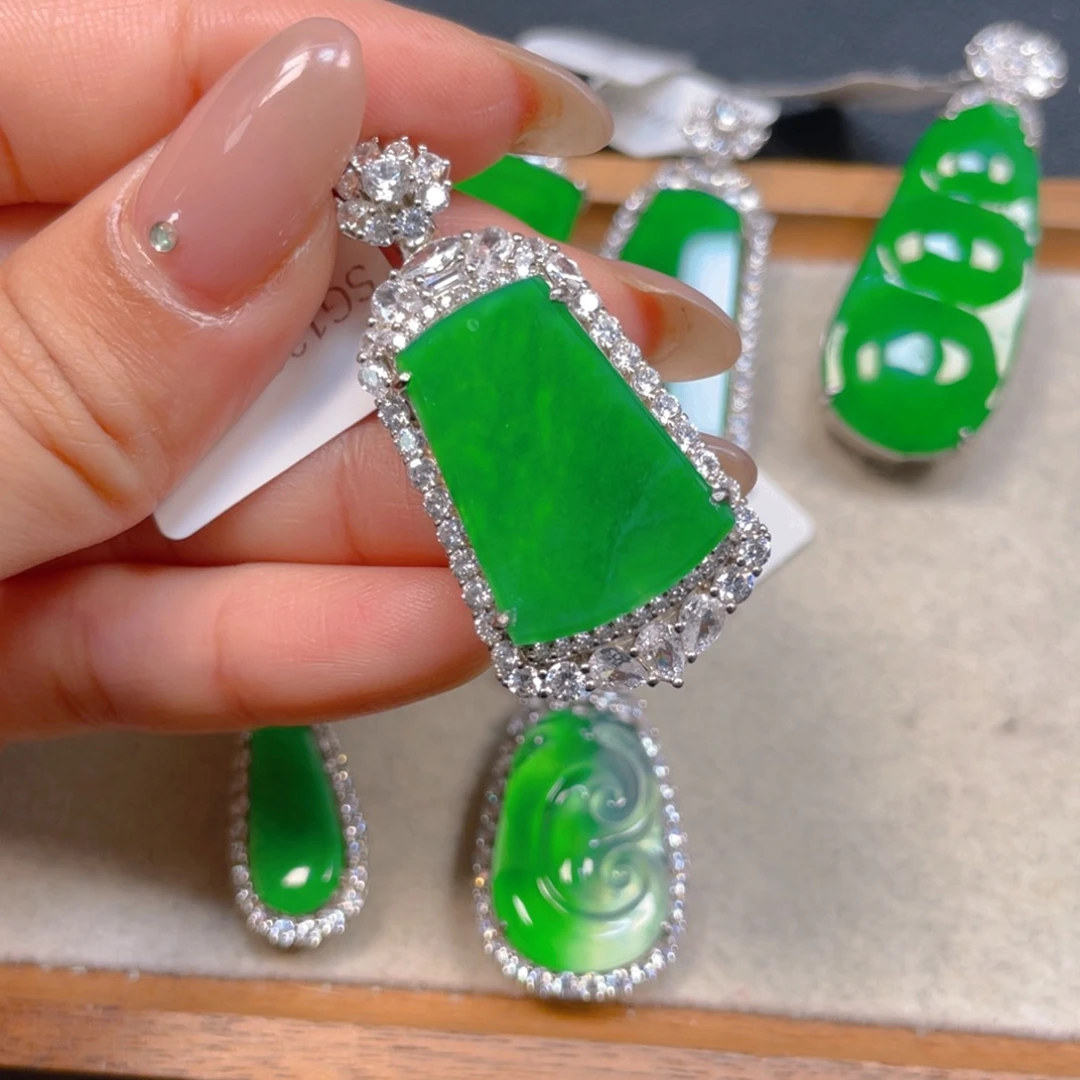 翡翠银S925镶嵌挂件