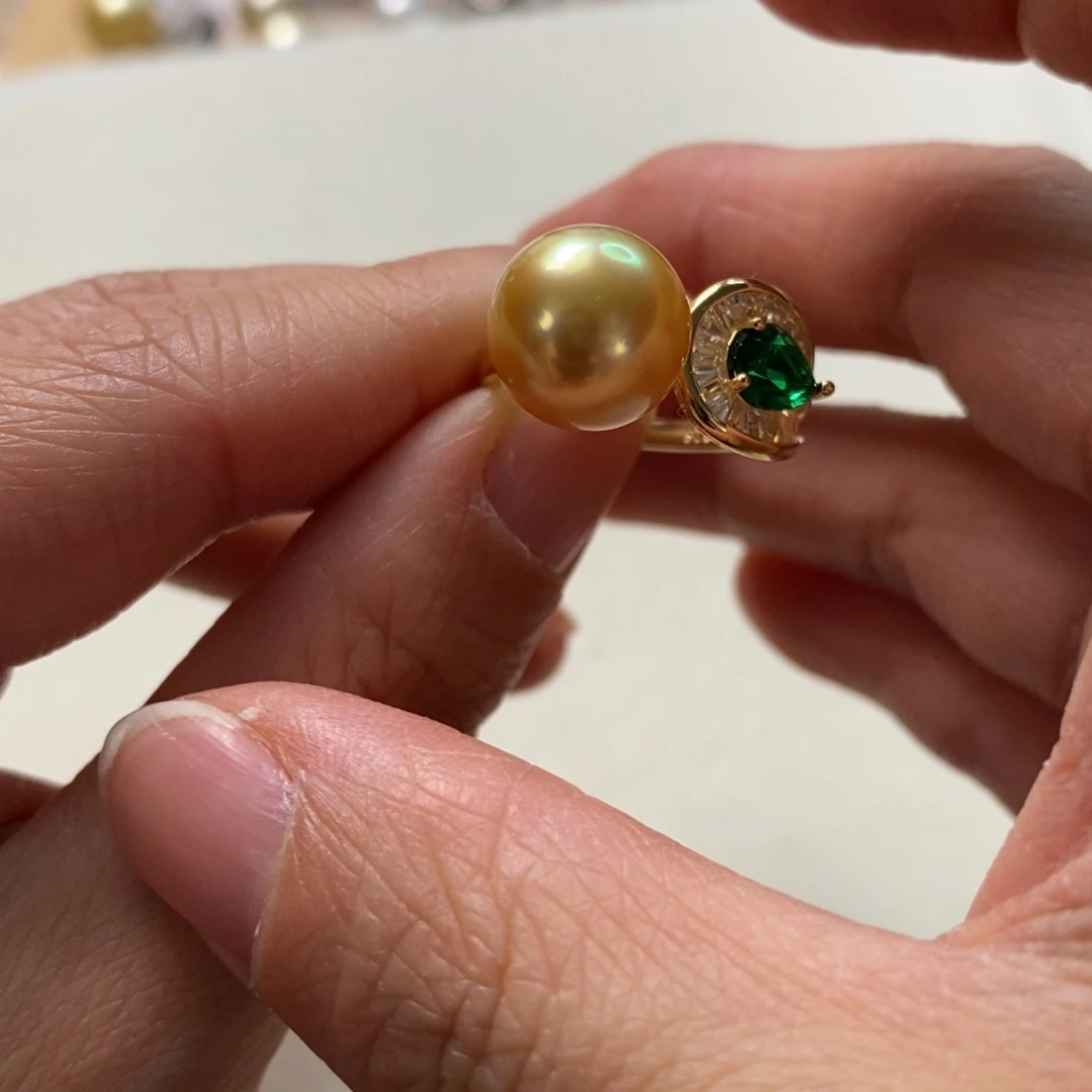 海水珍珠戒圈银S925镶嵌