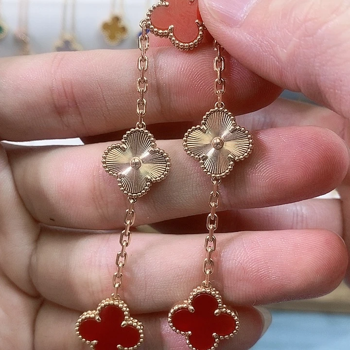 玛瑙/玉髓手链18K金镶嵌玫瑰金