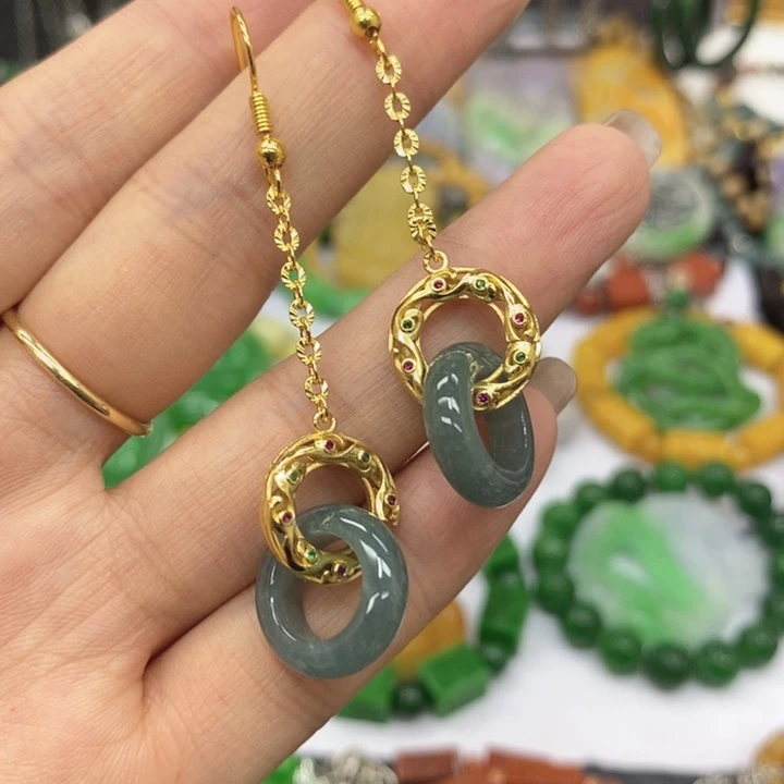 翡翠未镶嵌耳饰耳坠1