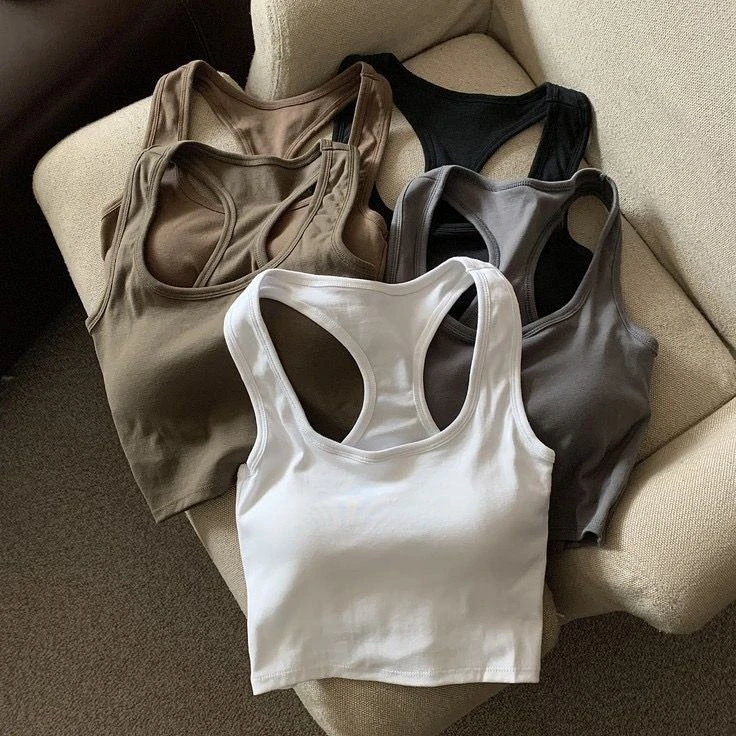 夏季百搭辣妹露背吊带背心2025新款纯欲运动风短款带胸垫内搭上衣