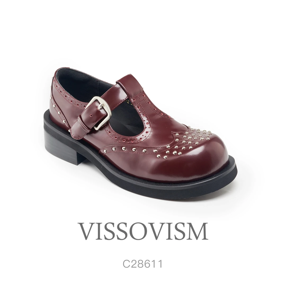 VISSOVISM 复古粗跟玛丽珍镂空单鞋 C28611